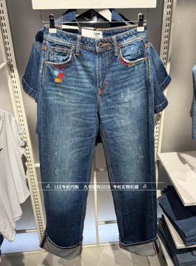 Lee拉链女士直筒牛仔裤