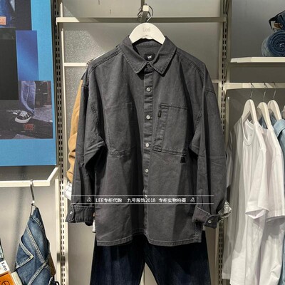 Lee翻领男士黑灰牛仔衬衫