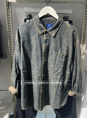 Lee正品 2025秋款男士水洗做旧棉牛仔衬衫LMT0113015FQ00F-A09278