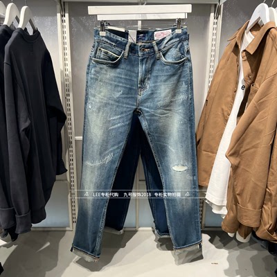Lee男士青春流行磨破牛仔裤