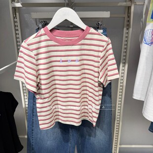Lee正品2026新款女士宽松圆领条纹短袖T恤LWT012527210993-A09720