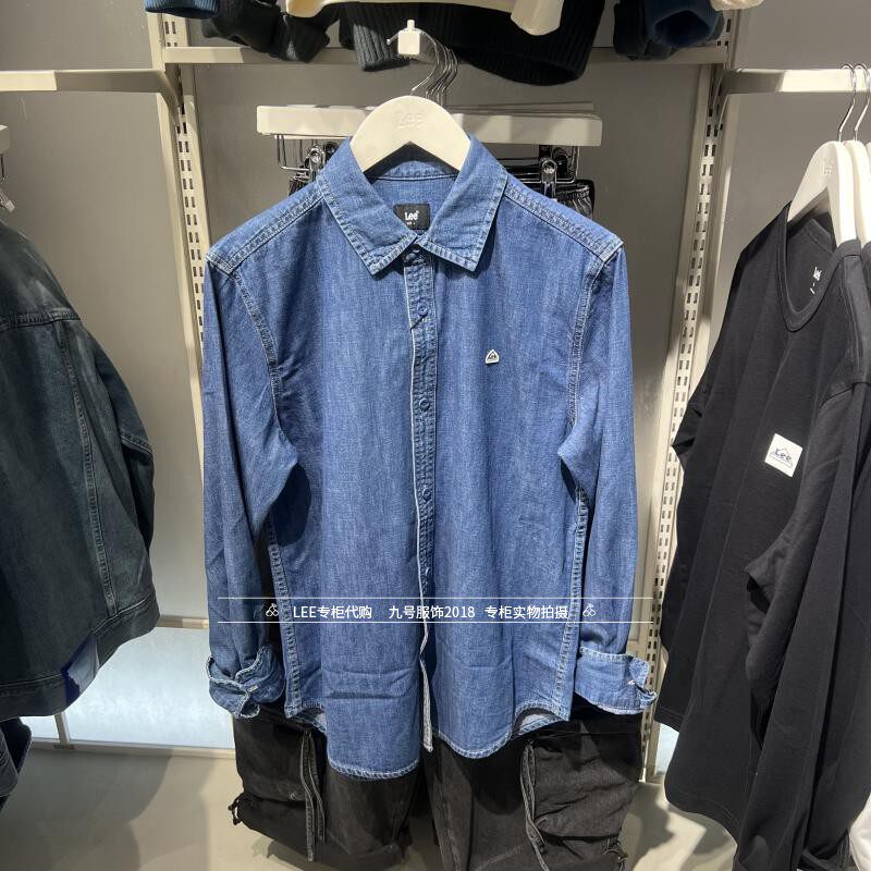 Lee正品 2025春男士简约绣标长袖牛仔衬衫LMT0103716VC00F-A08300