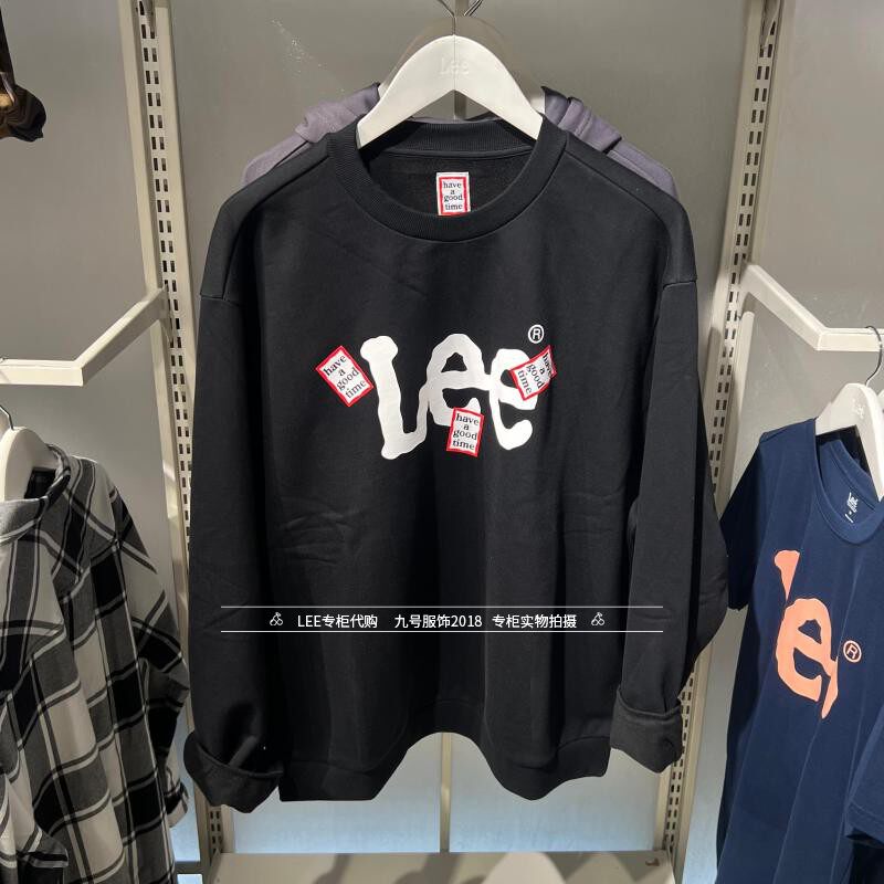 Lee专柜正品2024秋冬情侣款印花圆领卫衣LUT007910100893-K11000
