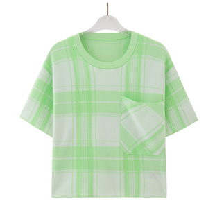 MBA2SWT013 方形口袋圆领格纹针织衫 柜999 摩系列