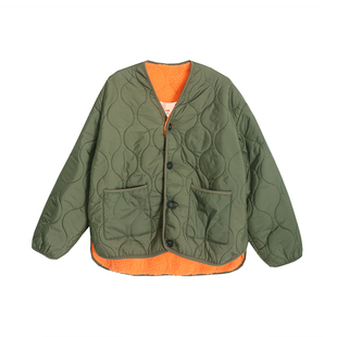 好系列秋冬轻薄仿羊羔毛保暖挡风工装 两面穿外套女棉衣JVRF720B