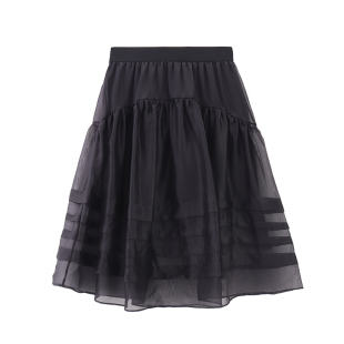 MBB1SKT016 简约桑蚕丝网纱高腰半身长裙 柜1699 摩系列