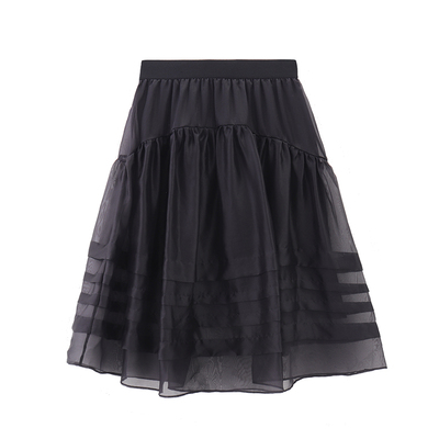 柜1699【摩系列】简约桑蚕丝网纱高腰半身长裙 MBB1SKT016