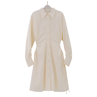 柜1499【摩系列】优雅简约镂空衬衫抽绳连衣裙MBB2DRS003