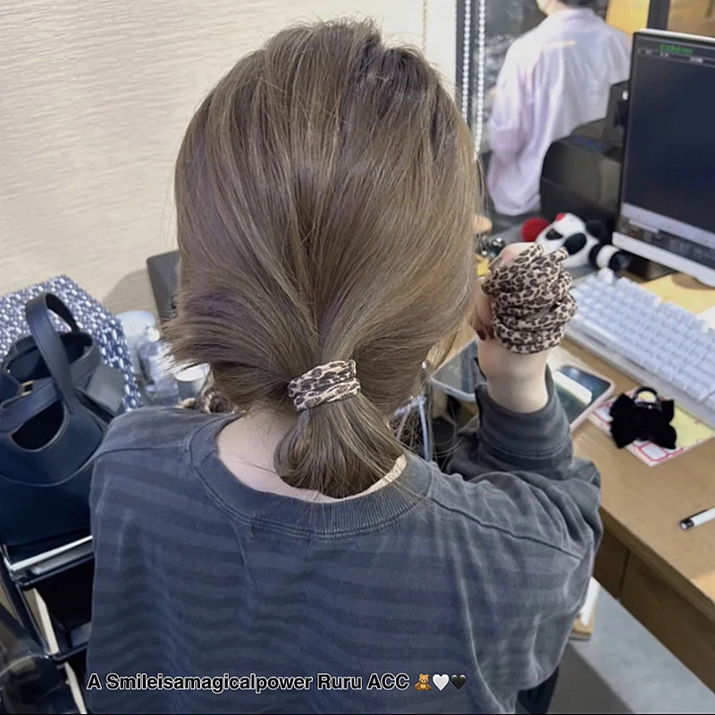 韩国到弹力豹纹发圈扎头皮筋组合