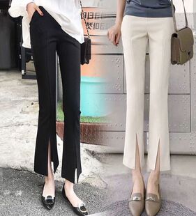 九分小阔腿裤 女夏黑色高腰显瘦显腿长西装 子 开叉微喇叭裤 2026新款