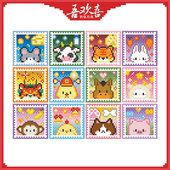 原创方钻钻石画十二生肖卡通贴钻画冰箱贴简单手工diy随意贴玩具