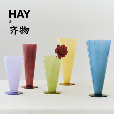 HAY彩色玻璃锥形花瓶桌面插花