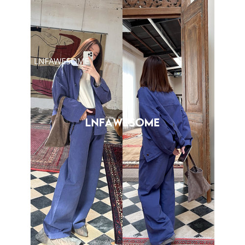 法式蓝环保水洗工装外套