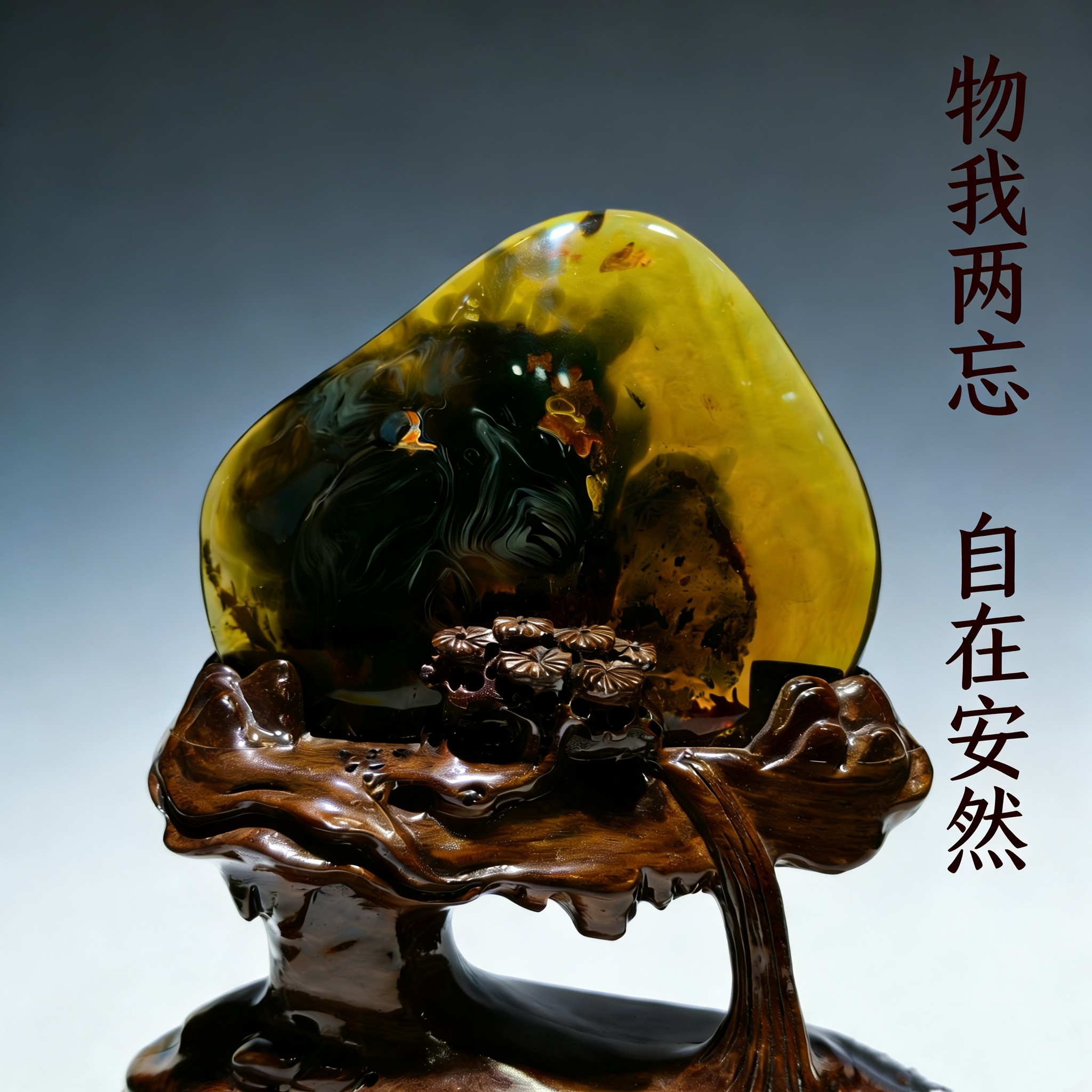 天然蓝珀摆件