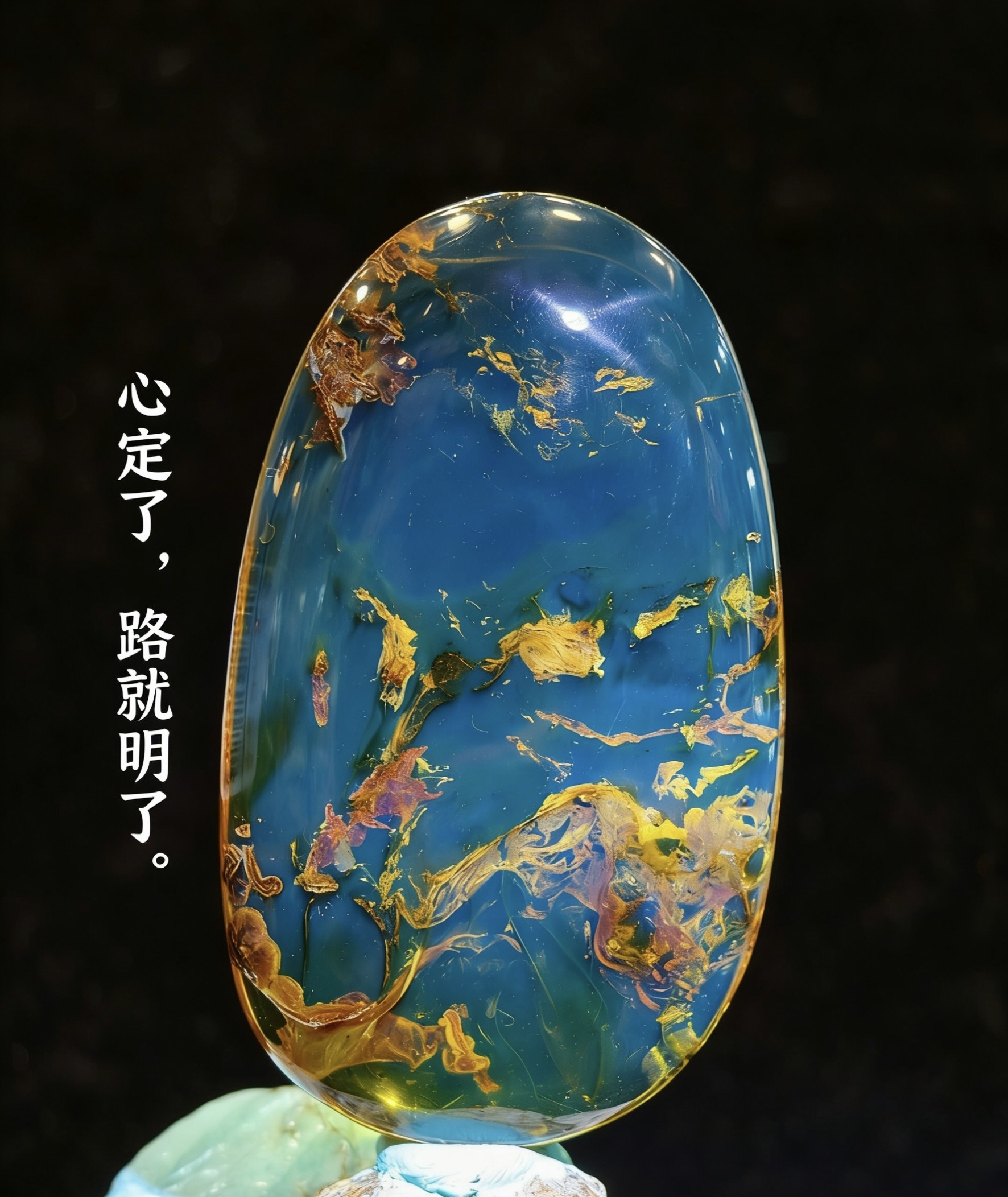 天然多米尼加蓝珀天空蓝吊坠