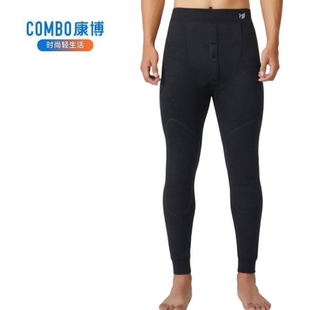 康博男士羽绒裤长护膝加绒加厚棉裤男滑面紧身秋裤高腰大码保暖裤