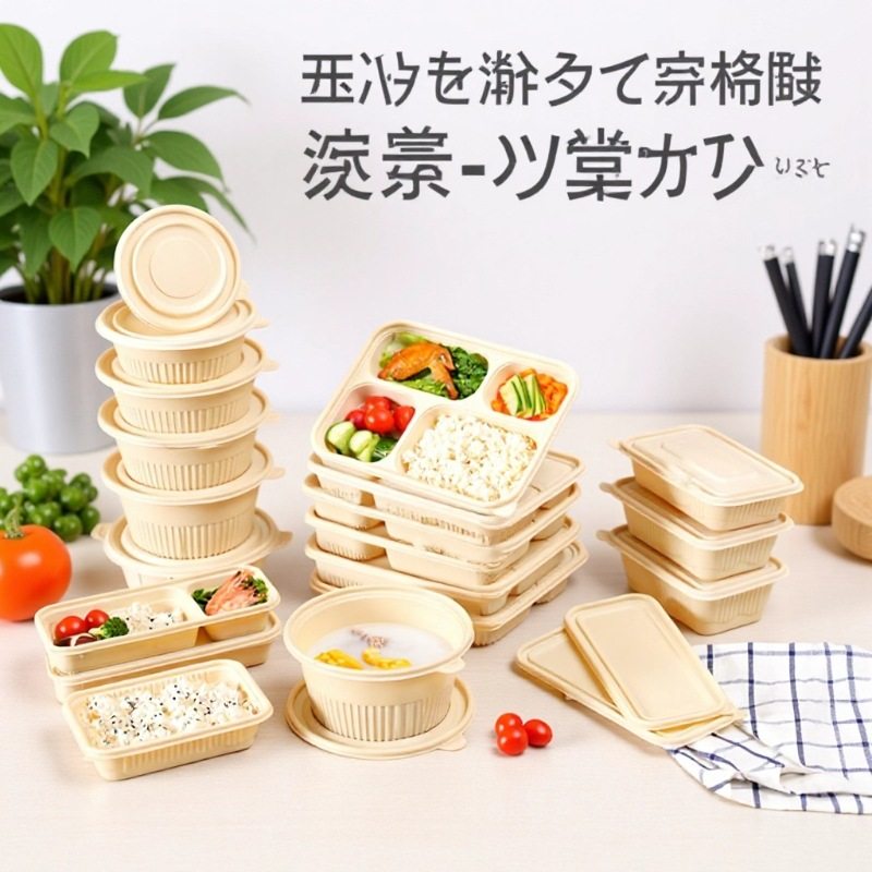 可降解一次性玉米淀粉环保餐盒食品级碗家用饭盒四分格外卖打包盒,餐饮具,可降解餐具/环保餐具,淘宝优惠券,粉丝福利购,淘宝优惠卷