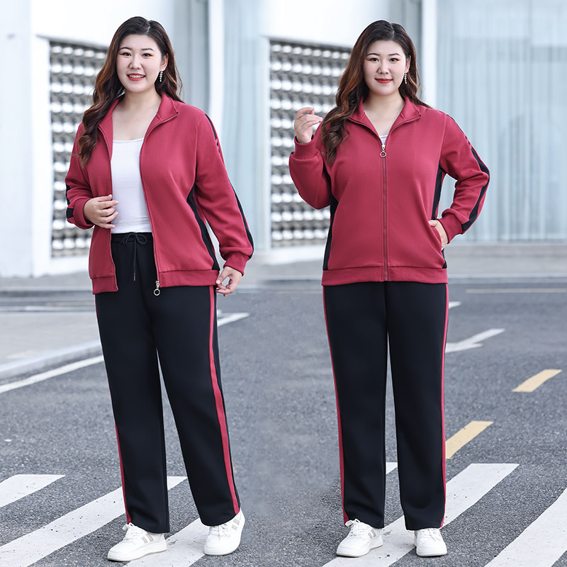 加肥加大码运动休闲女套装中年妈妈宽松显瘦春秋款卫衣卫裤两件套