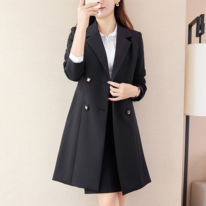 中长款女风衣200斤胖mm加肥加大码修身显瘦气质洋气长款西装外套