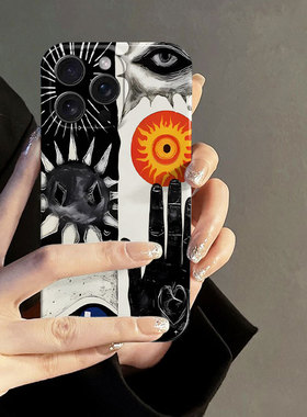 神秘之眼适用iphone16promax手机保护壳2025小众新款苹果15简约ins风14高级感艺术13独特设计感12女菲林