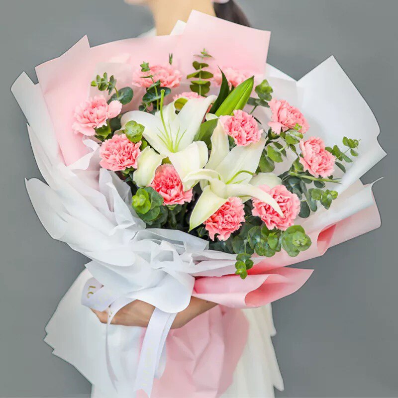 鲜花速递同城配送康乃馨11支送妈妈母亲节百合新鲜