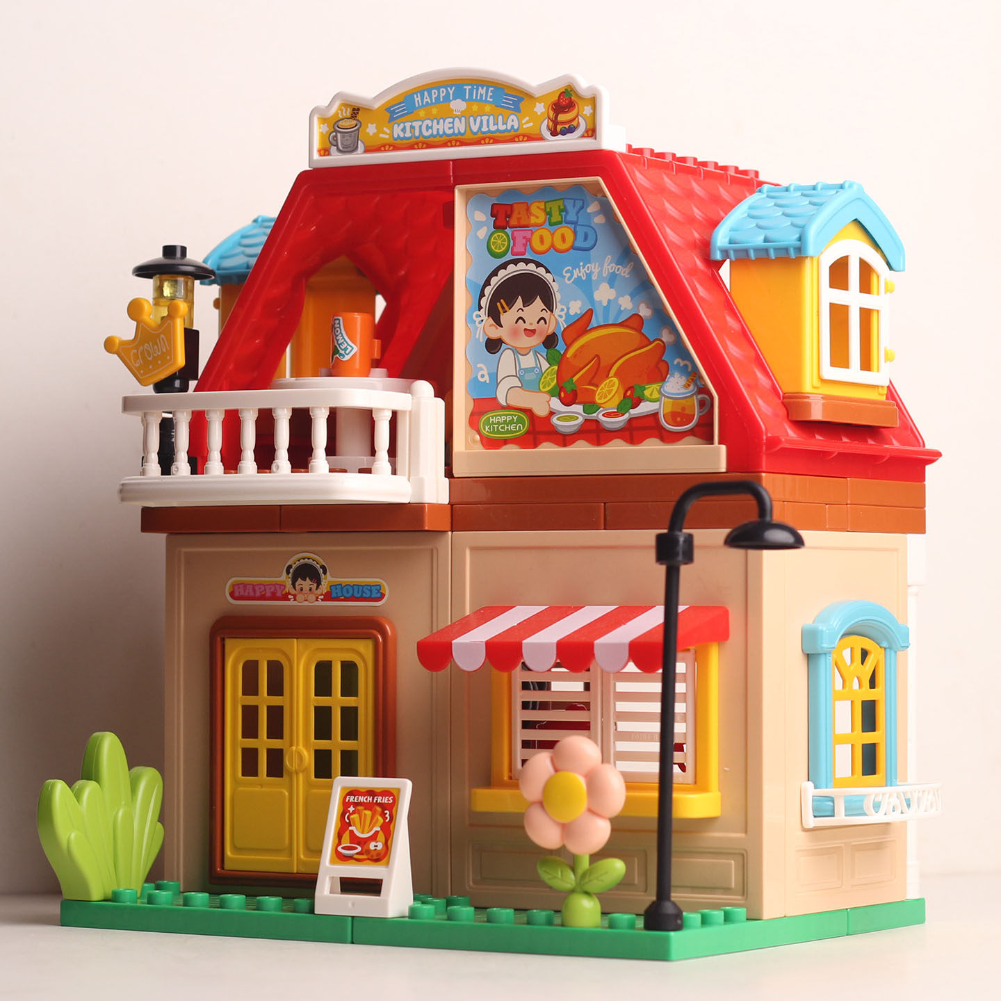 费乐儿童大颗粒积木仿真城堡厨房小屋拼装益智玩具男孩女孩礼物