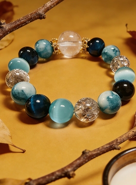 【看海】观澜岛|原创海纹石白水晶疗愈手串 腕间有海心自从容