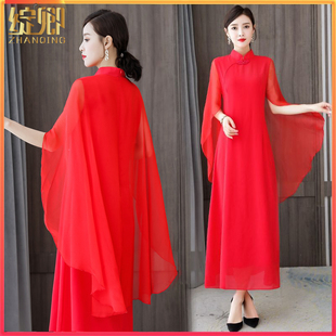 中国风改良汉服时尚 禅意旗袍连衣裙 气质飘逸超仙礼服垂感长裙中式