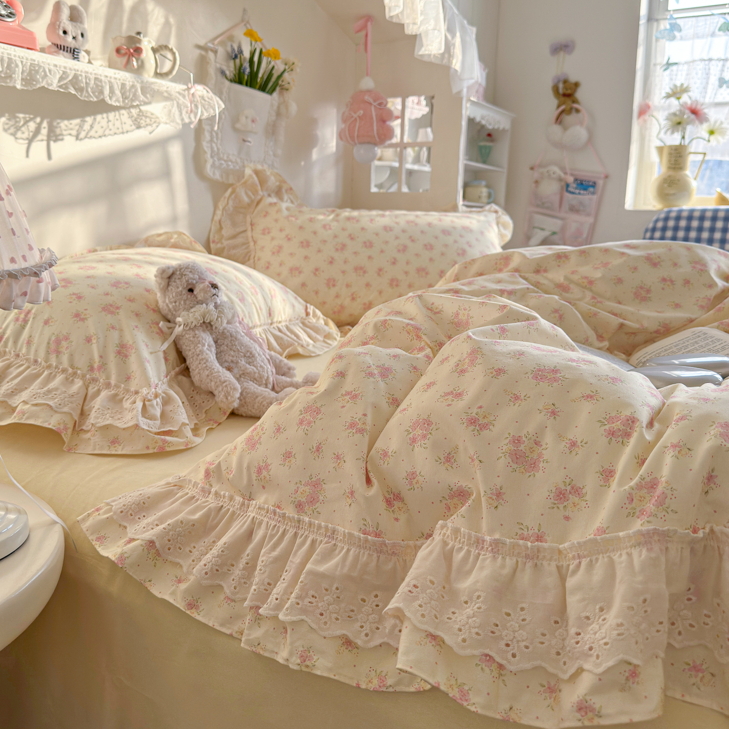 韩式纯棉四件套床上公主风全棉碎花被套床单2023新款4田园小清新