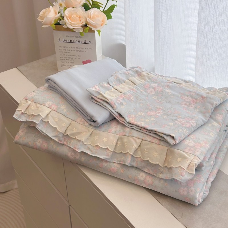 新款A类全棉双层纱夏被四件套纯棉空调被夏凉感被透气薄款可机洗,床上用品,化纤被,淘宝优惠券,粉丝福利购,淘宝优惠卷