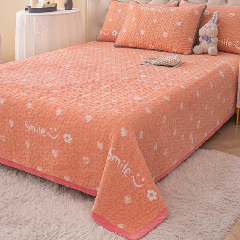 加绒珊瑚牛奶床盖单件富安