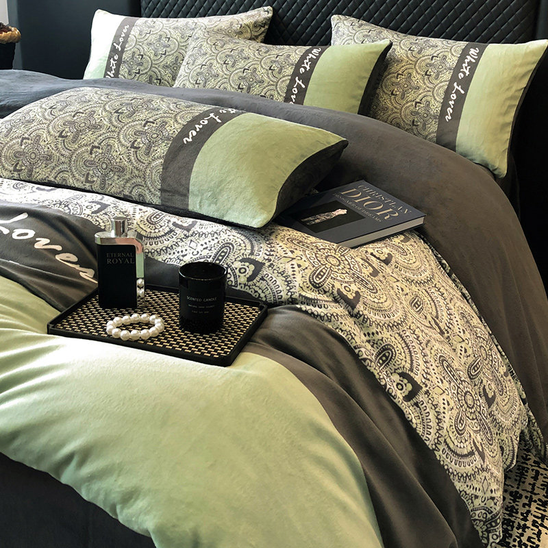 欧式轻奢牛奶绒四件套冬季法莱珊瑚绒秋冬加厚保暖被套床单床笠款