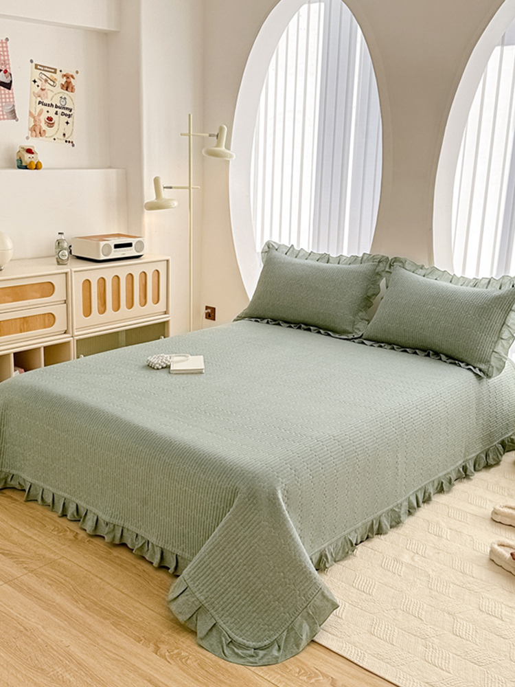 全棉床蓋單件加厚絎縫純水