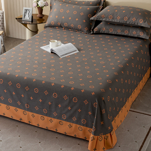 2025新款简约全棉床单单件加厚纯棉磨毛被单双人1.8m床枕套三件套