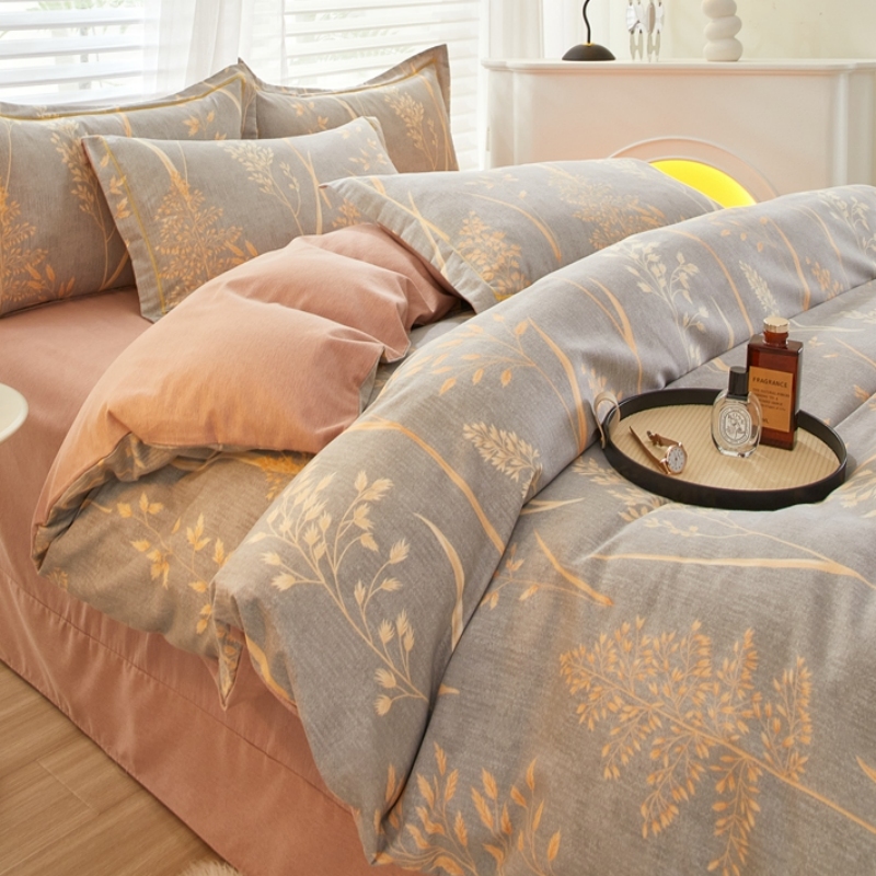 网红简约磨毛三四件套全棉60富安