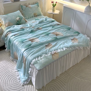 夏季冰丝夏凉被床上四件套新款公主风床品乳胶凉席空调被凉感席子