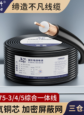 蓝叶监控视频线国标同轴监控视频连接线SYV75-5-4-3单视频线BNC线