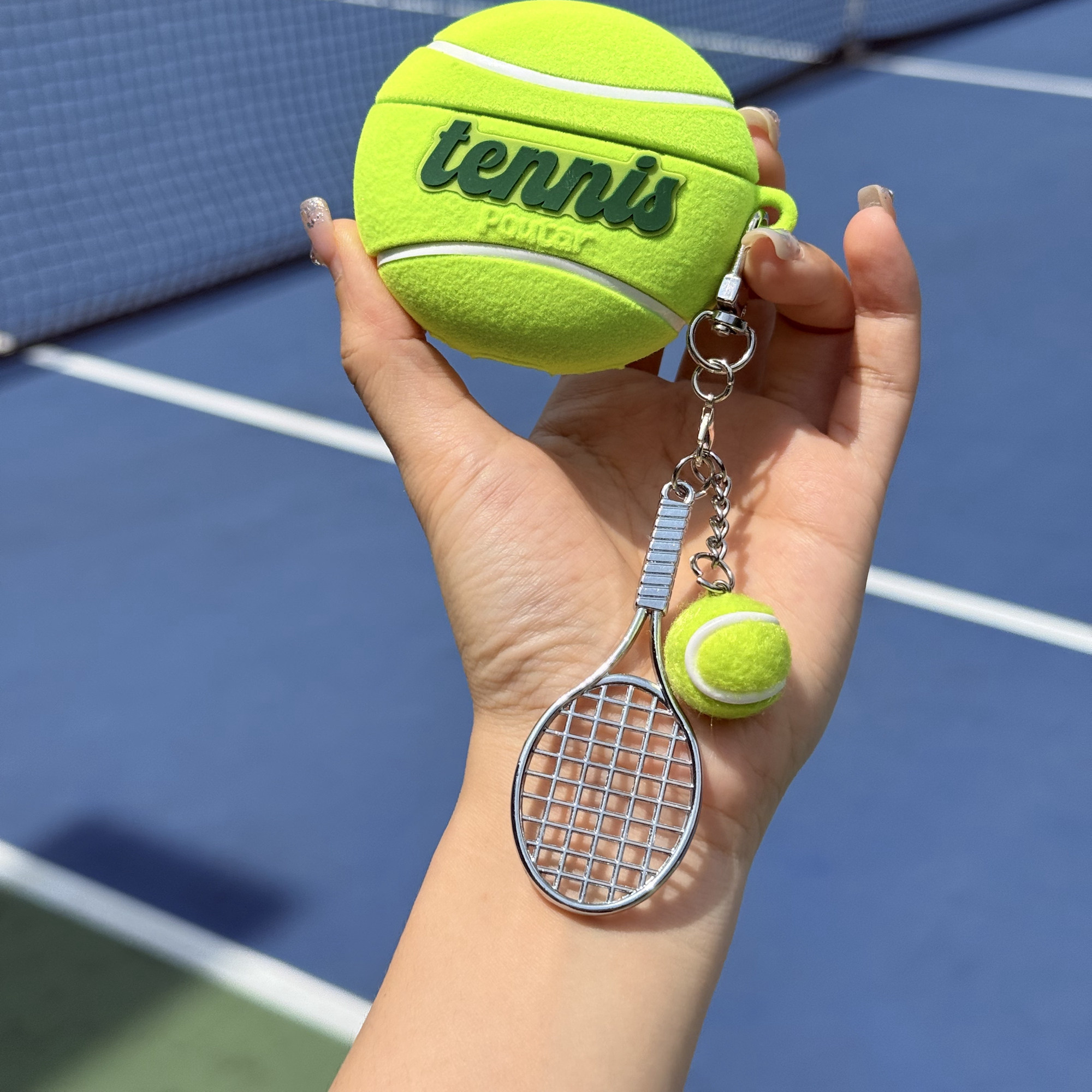 仿真植绒网球适用苹果耳机airpods4保护套airpodspro3壳蓝牙ipods4软pro二代挂件三四代2024新款3airpod4