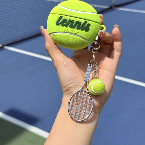 仿真植绒网球适用苹果耳机airpods4保护套airpodspro3壳蓝牙ipods4软pro二代挂件三四代2024新款3airpod4