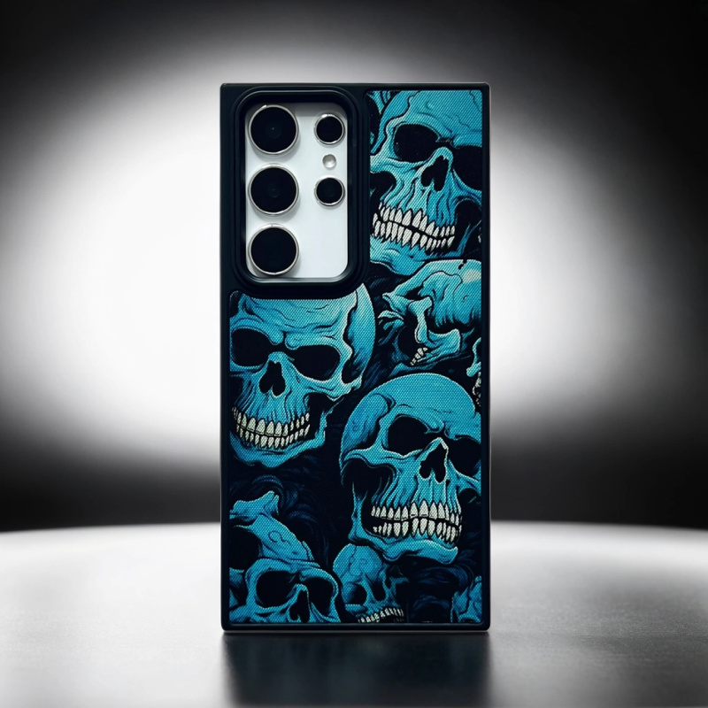 欧美朋克骷髅骨头风适用三星S24Ultral原创磨砂手机壳23Ultra防摔纯平背部弧度肤感高端简约S22保护套硬壳