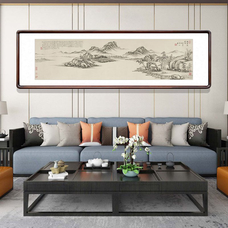 国画山水画客厅靠山装饰字画办公室横幅水墨挂画项圣谟林泉高逸图