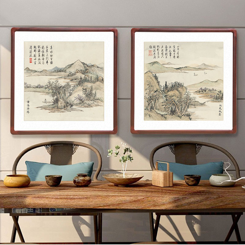 国画山水画斗方字画新中式客厅花鸟字画走道玄关装饰画办公室挂画图片