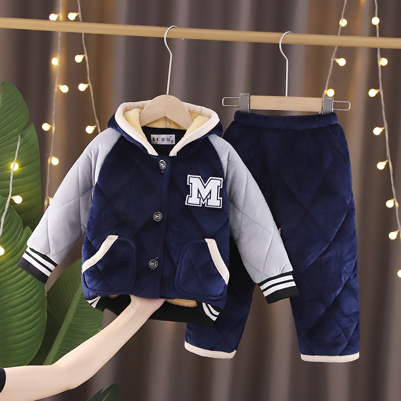 儿童法兰绒睡衣棒球服冬季