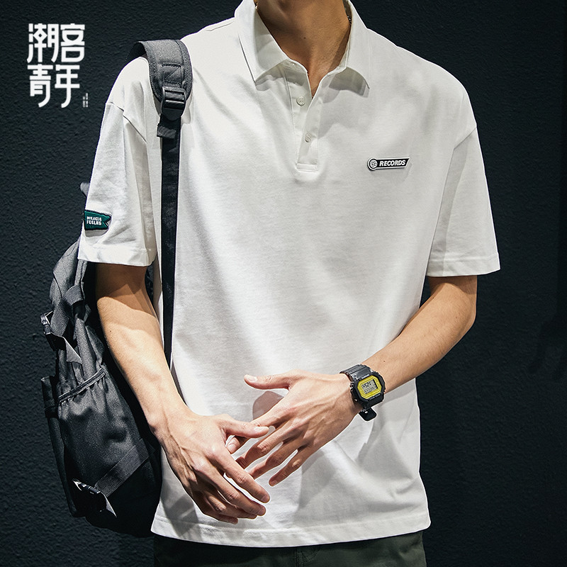 重磅Polo衫夏季男士短袖翻领白色