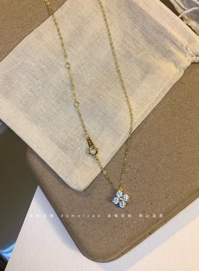 dameizaa幸运四叶草S925纯银项链女闪钻气质高级感锁骨链花朵吊坠