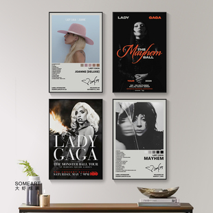 饰粉丝海报音乐室装 专辑封面墙饰复古家居房间装 饰挂画 Gaga Lady