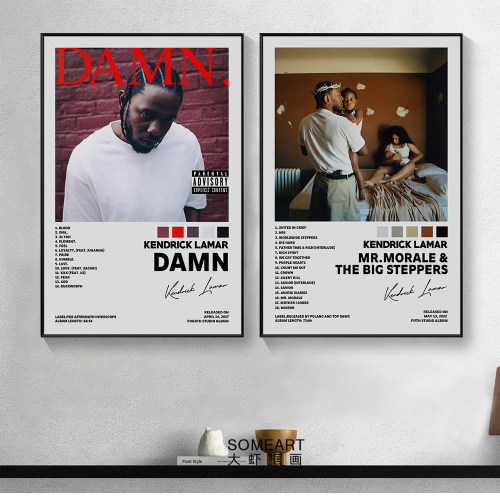 Kendrick Lamar专辑封面装饰画有框说唱饶舌欧美明星音乐人挂画