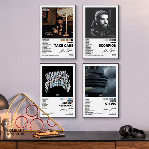 drake装饰画海报专辑封面嘻哈说唱歌手酒吧卧室书房音乐餐厅挂画
