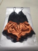 女薄款 women 夏性感 lace set外贸纯色吊带蕾丝睡衣套装 pajamas