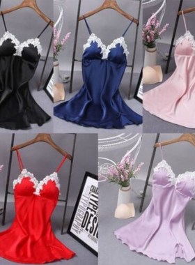 Pajamas plus size home underwear night skirt吊带无袖女士睡衣